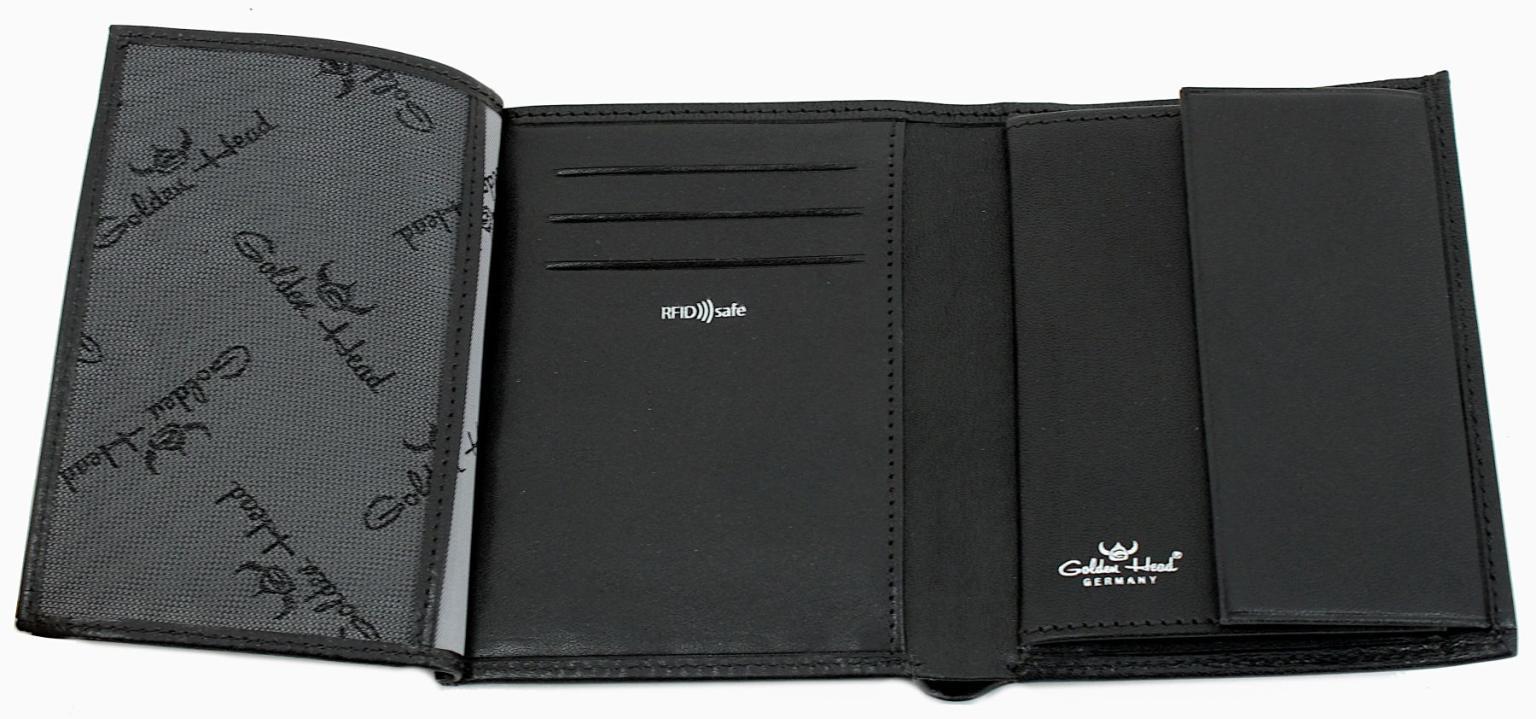 Leather Wallet Man Golden Head Colorado Black Datensafe