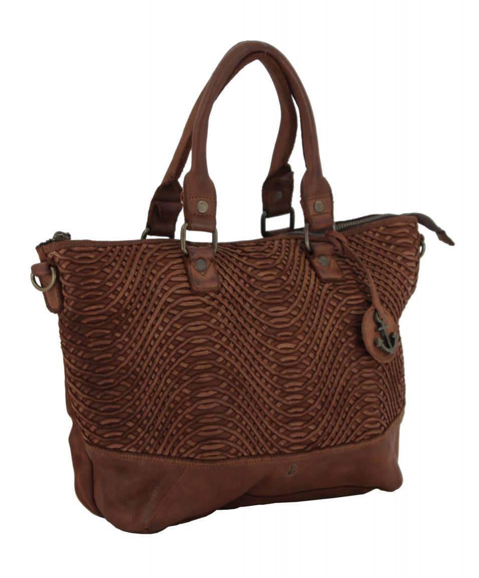 Lew Lines Asuni Harbour2nd Cognac braun Wellenmuster Damenhenkeltasche