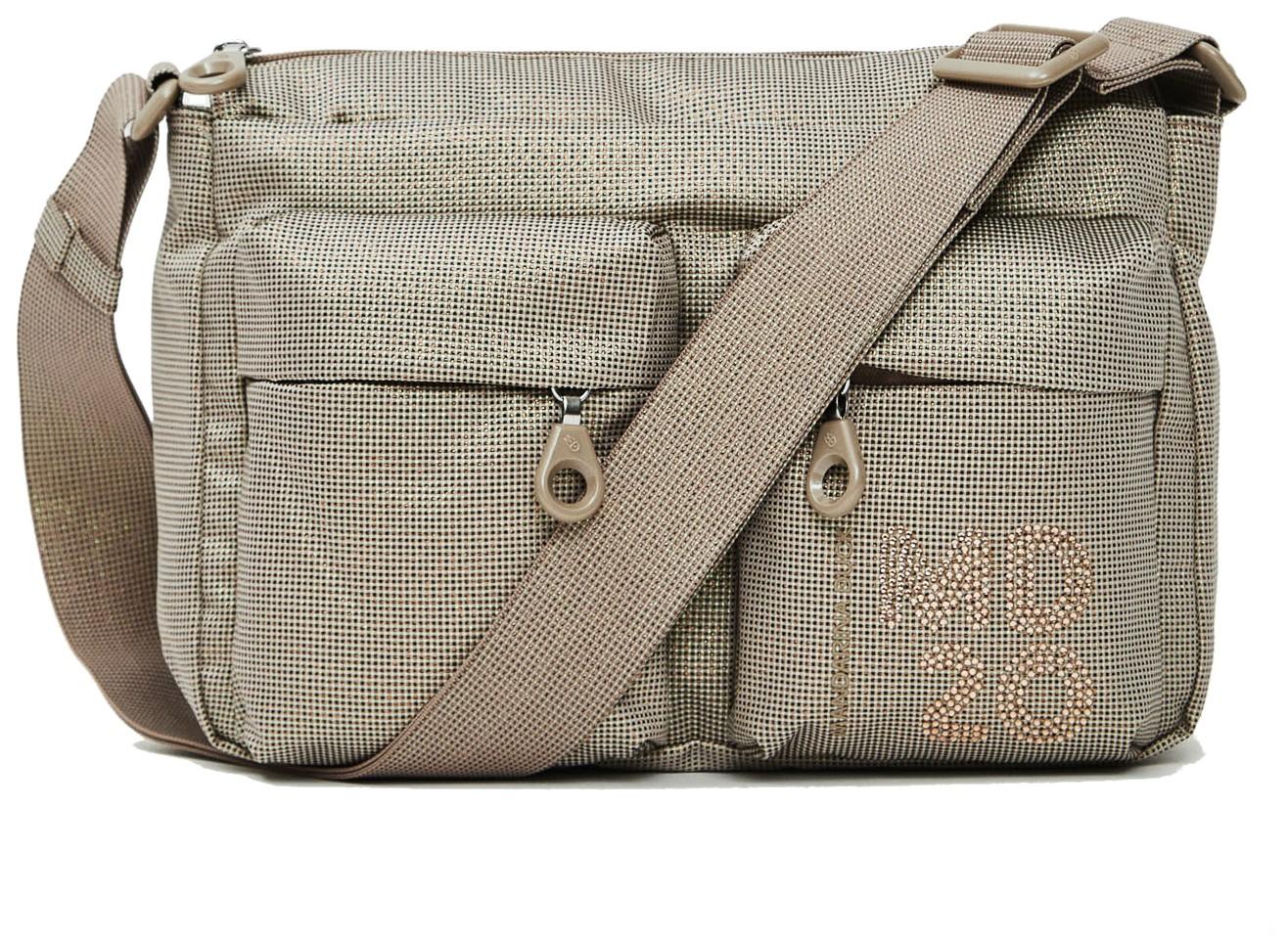 MD20 Lux glitzernde Crossovertasche Astro Mandarina Duck Beige Gold
