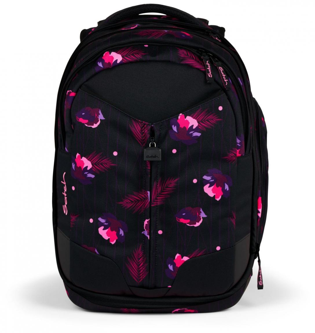 Mädchenschultasche schwarz pink Blumen Satch Match Mystic Nights
