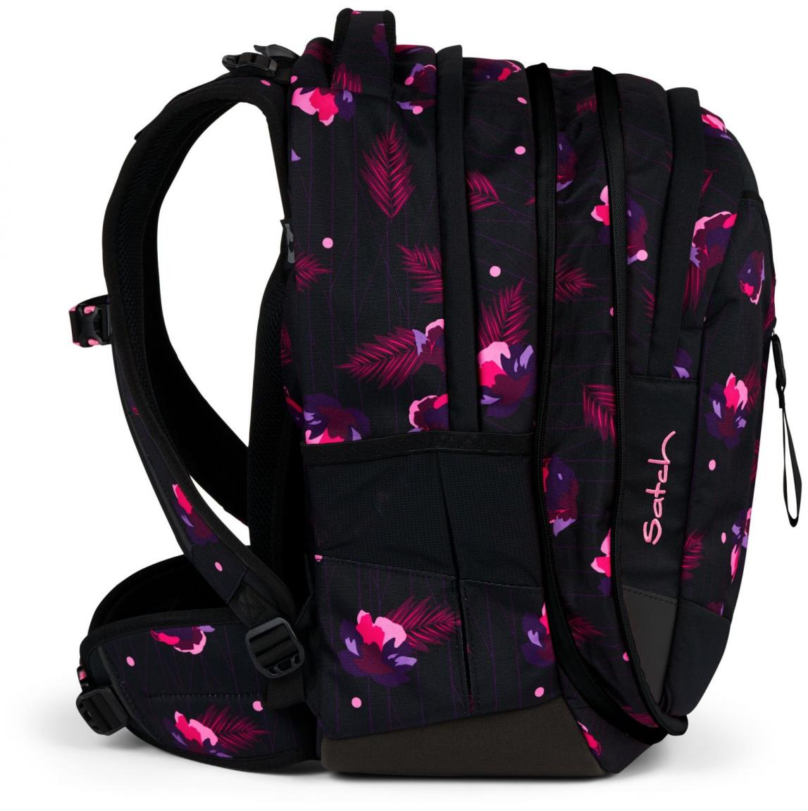 Mädchenschultasche schwarz pink Blumen Satch Match Mystic Nights