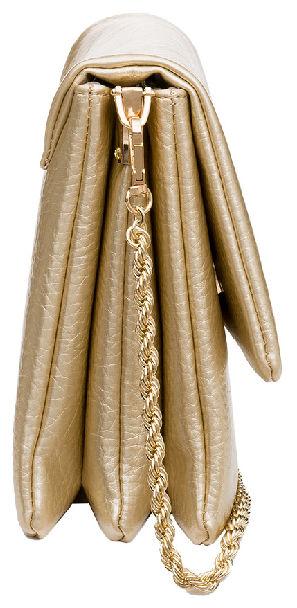Metallic L.Credi Gold Überschlagtasche Penina vegan Kette