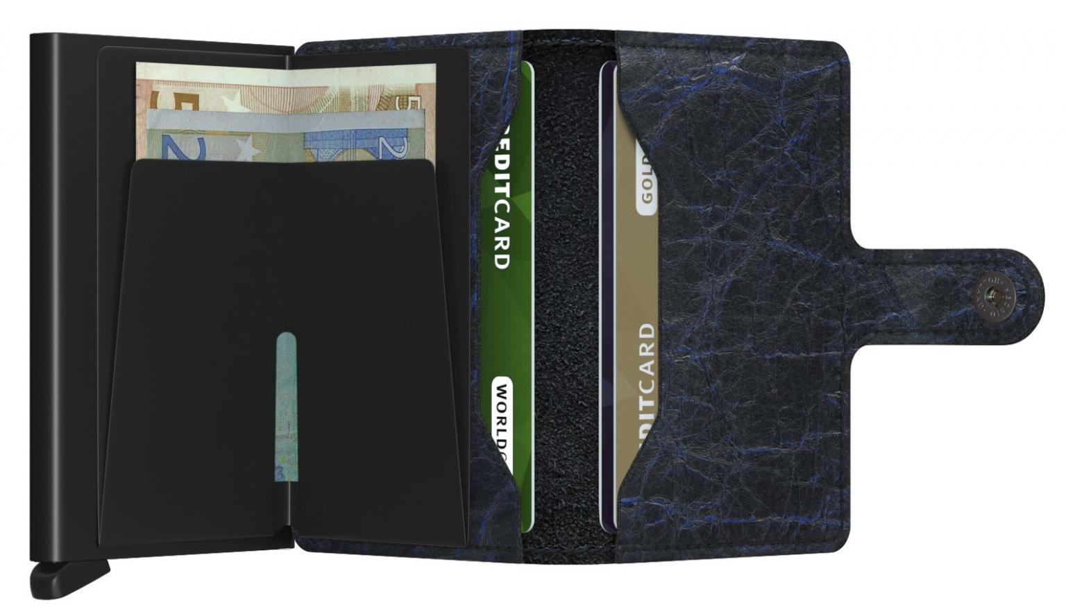 Miniwallet Knitteroptik Crunch Blue schwarz blau Ausleseschutz Secrid