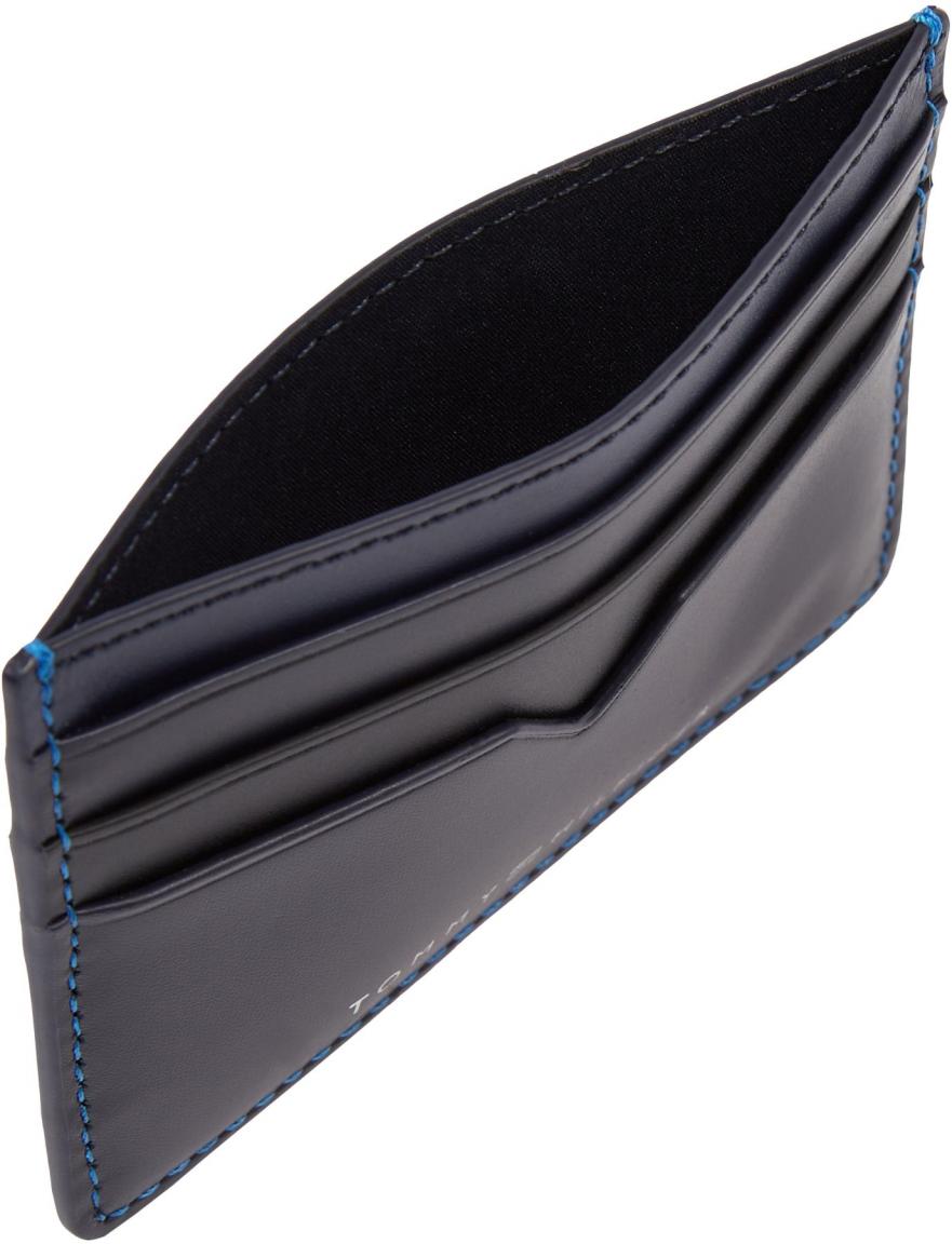 Moderne Kartentasche Männer Etui Schwarz Tommy Hilfiger Leder