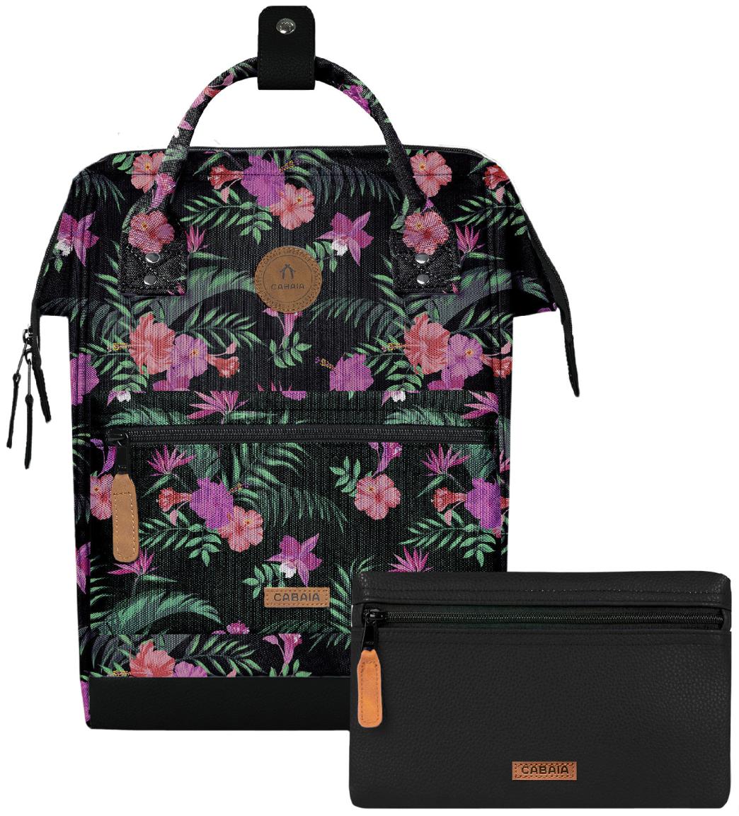 Outdoorrucksack Cabaia schwarz Adventurer Medium floral Valladolid Fronttasche