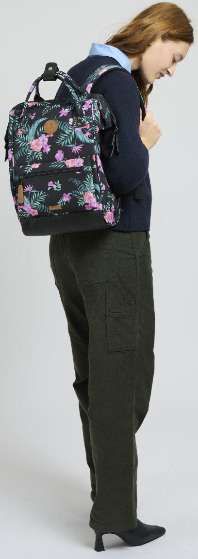 Outdoorrucksack Cabaia schwarz Adventurer Medium floral Valladolid Fronttasche
