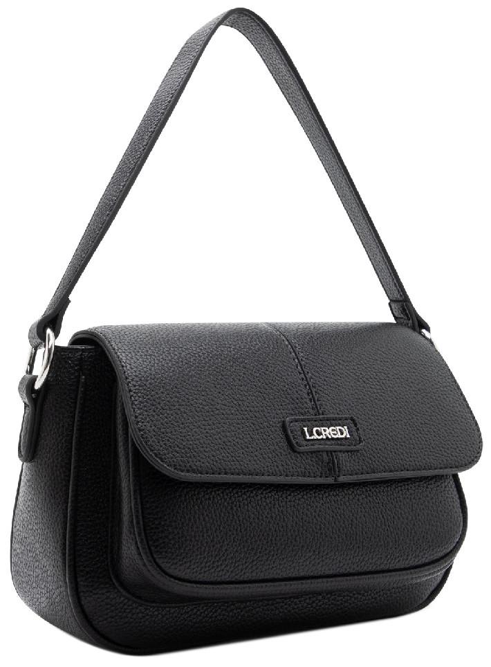 Patricia L.Credi schwarze Crossovertasche vegan Überschlag