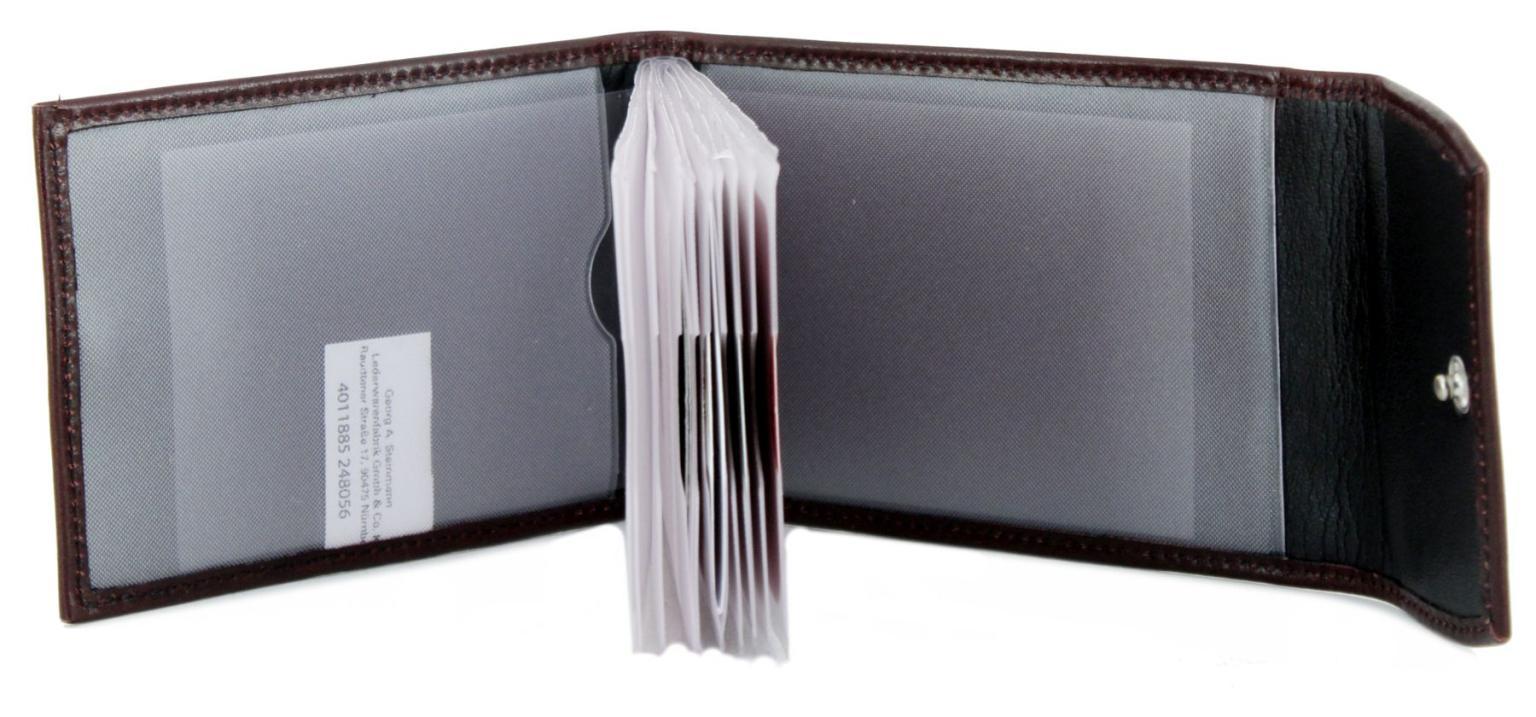 Polo Lederetui für Karten Golden Head weiches Glattleder Überschlag RFID Black matt