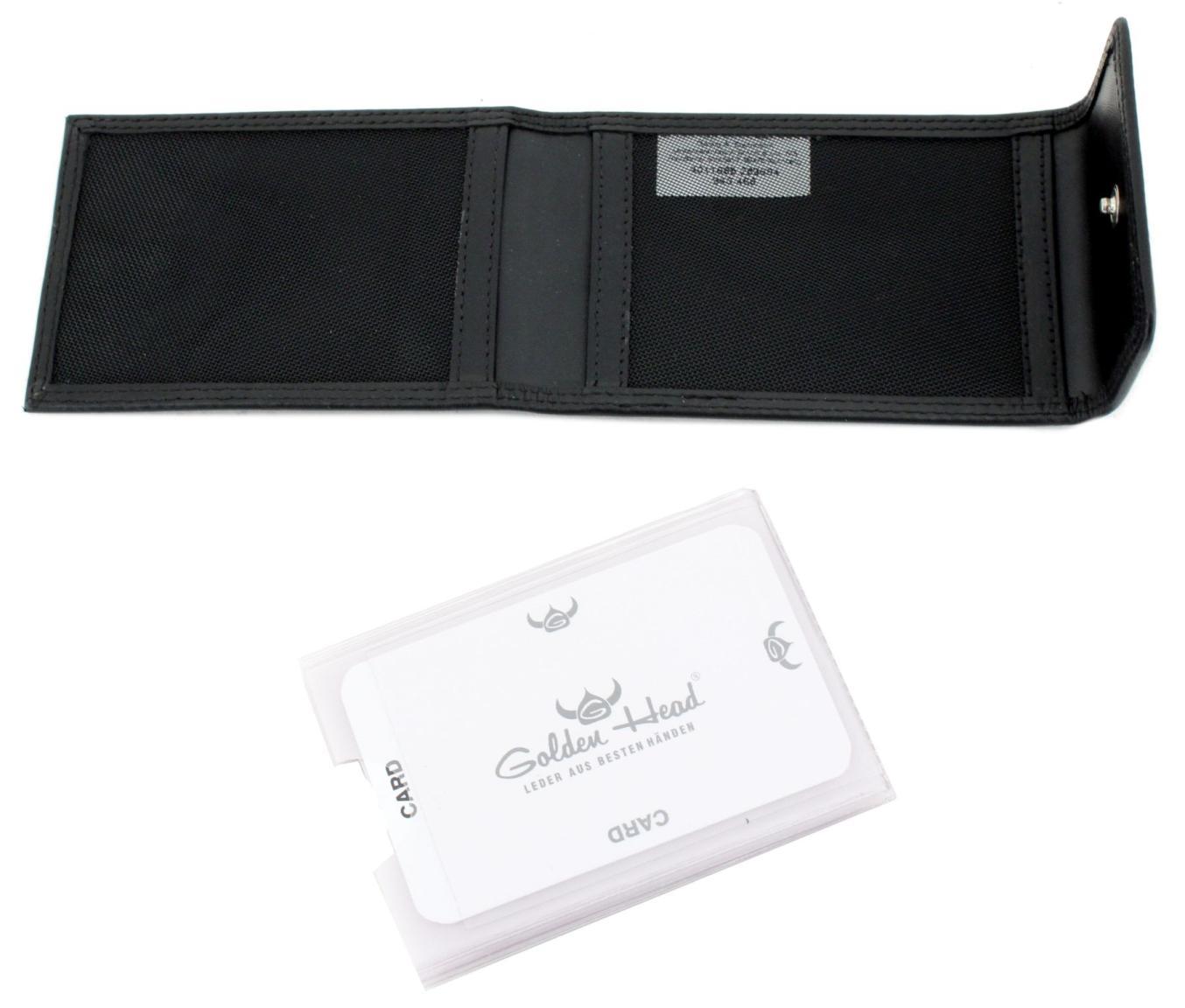 Polo Lederetui für Karten Golden Head weiches Glattleder Überschlag RFID Black matt