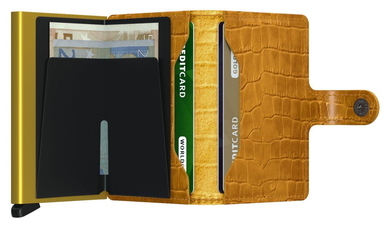 RFID Schutzetui ockergelb Reptil Secrid Miniwallet Cleo Ochre