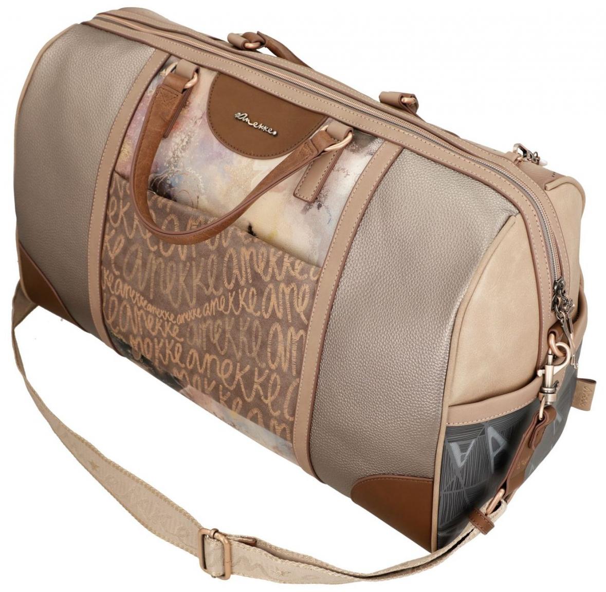 Reisetasche Anekke Hollywood Glitzer beige Ziernähte