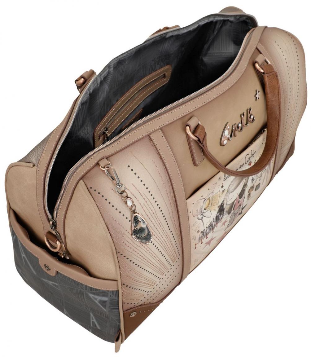 Reisetasche Anekke Hollywood Glitzer beige Ziernähte