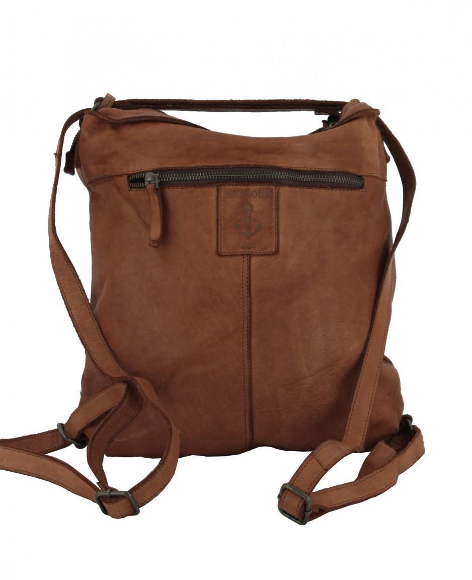 Rucksacktasche Leder Calypso Brown Harbour2nd dunkelbraun Anker