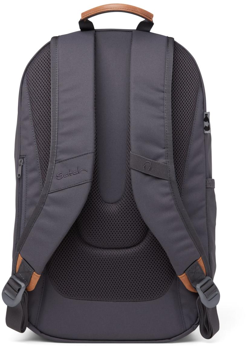 Satch Fly Freizeitrucksack Pure Grey Lederdetails