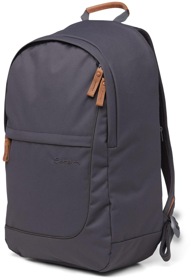 Satch Fly Freizeitrucksack Pure Grey Lederdetails