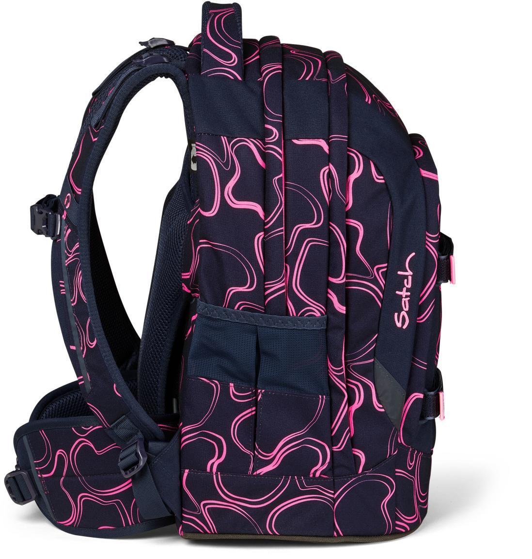 Satch Pack Pink Supreme dunkelblau neonpink Ready to Swap Schultasche recycled