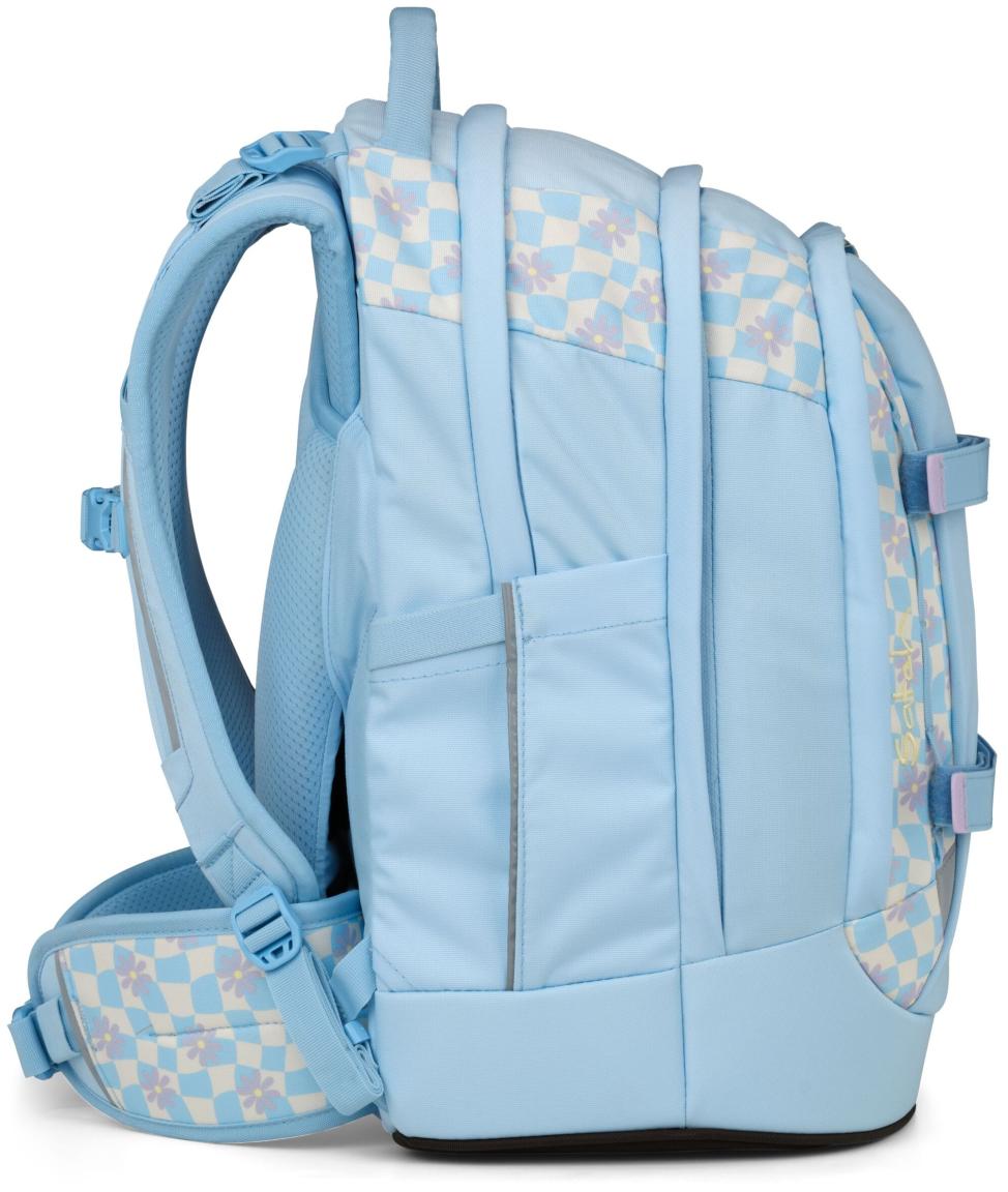 Satch Pack Summer Era hellblau Karo Blumen Büchertasche