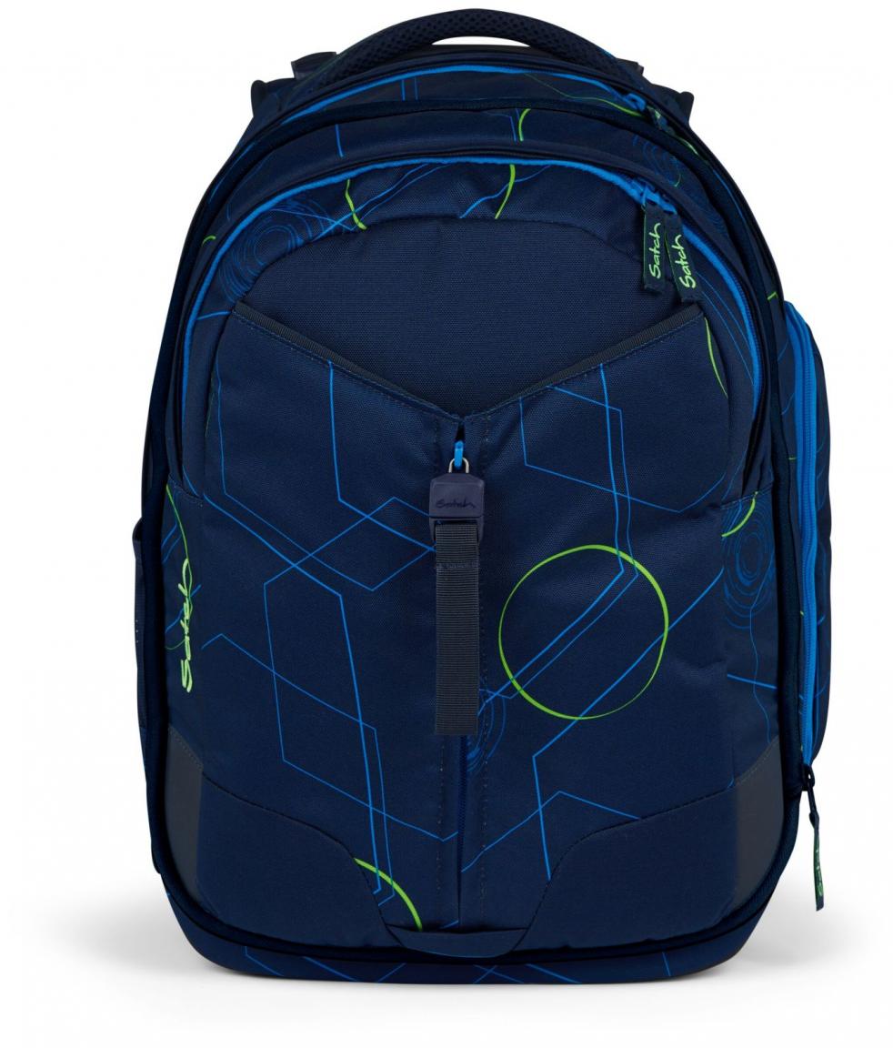 Satch Schulrucksack Match Blue Tech dunkelblau grafisches Muster