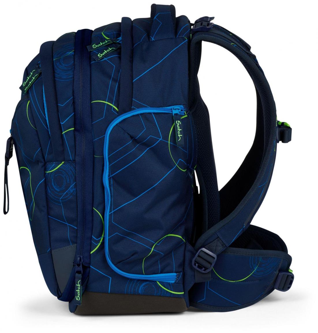 Satch Schulrucksack Match Blue Tech dunkelblau grafisches Muster