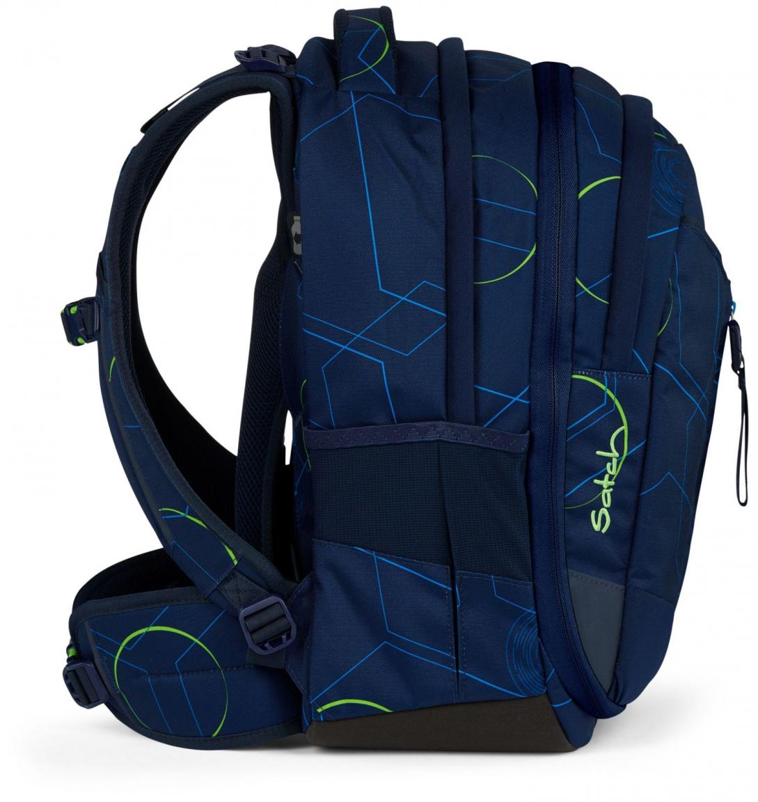 Satch Schulrucksack Match Blue Tech dunkelblau grafisches Muster