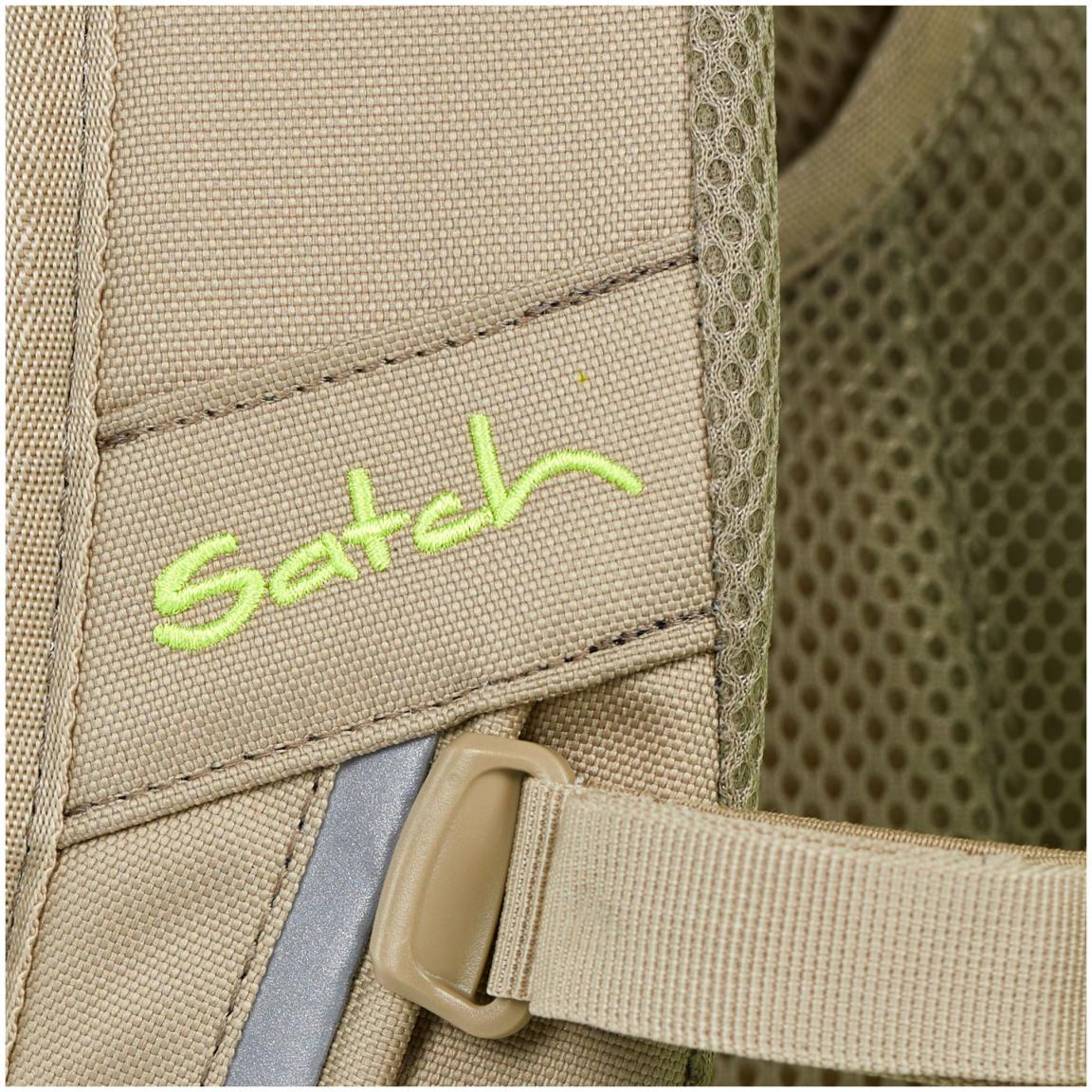 Satch Schulrucksack Pack Double Trouble neongrün beige
