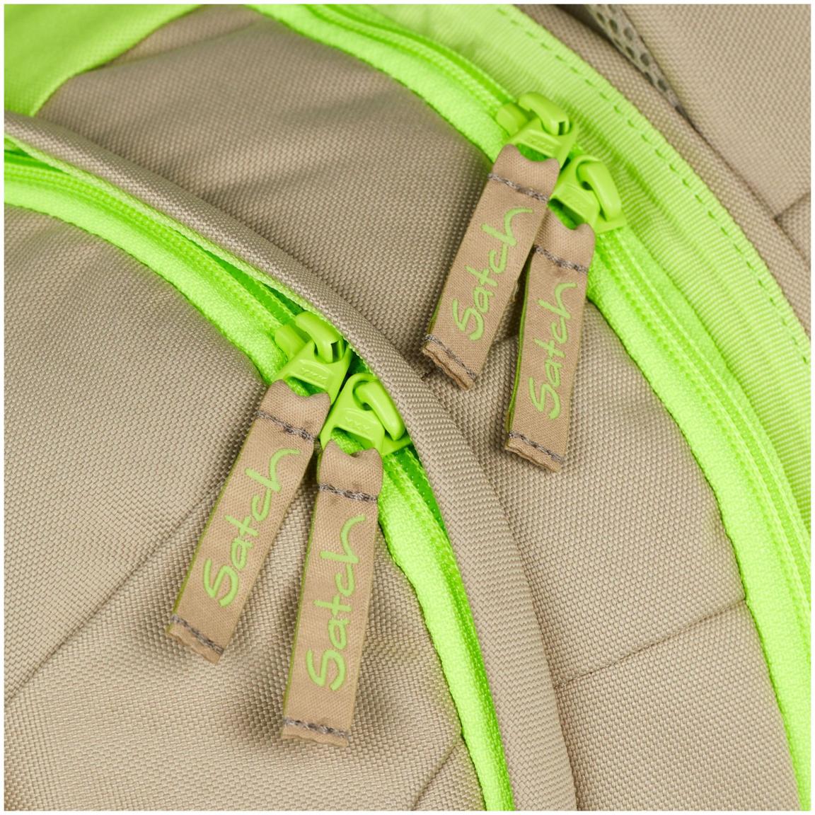 Satch Schulrucksack Pack Double Trouble neongrün beige