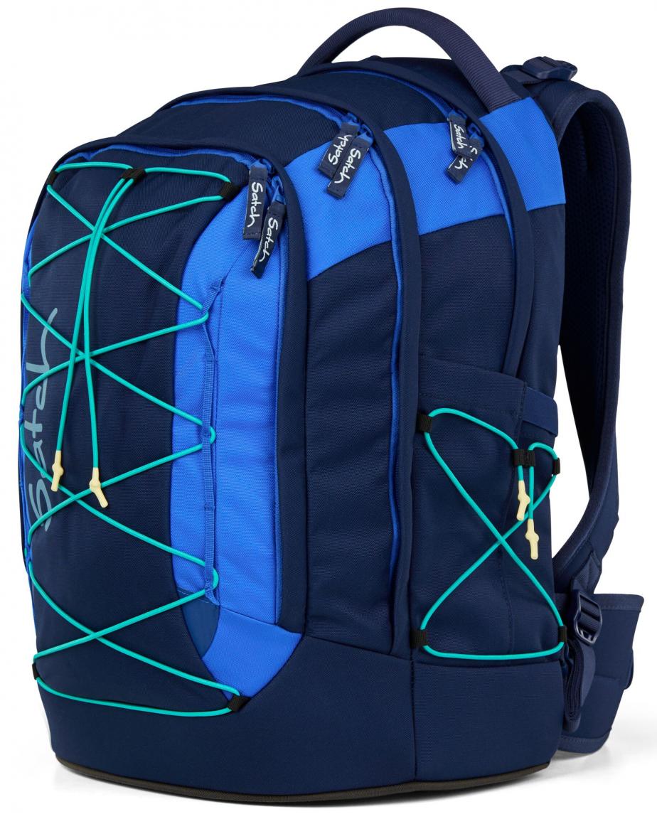 Satch Schulrucksack Zugbänder Crossed Blue recycelt blau verstellbar