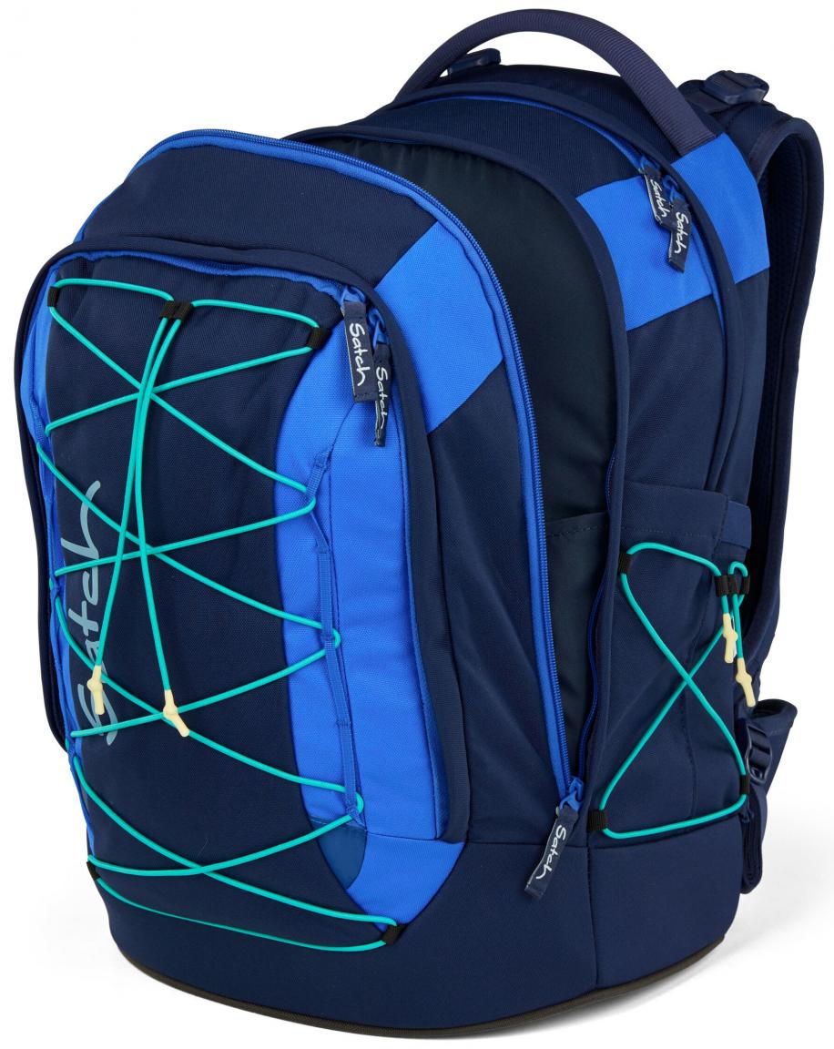 Satch Schulrucksack Zugbänder Crossed Blue recycelt blau verstellbar