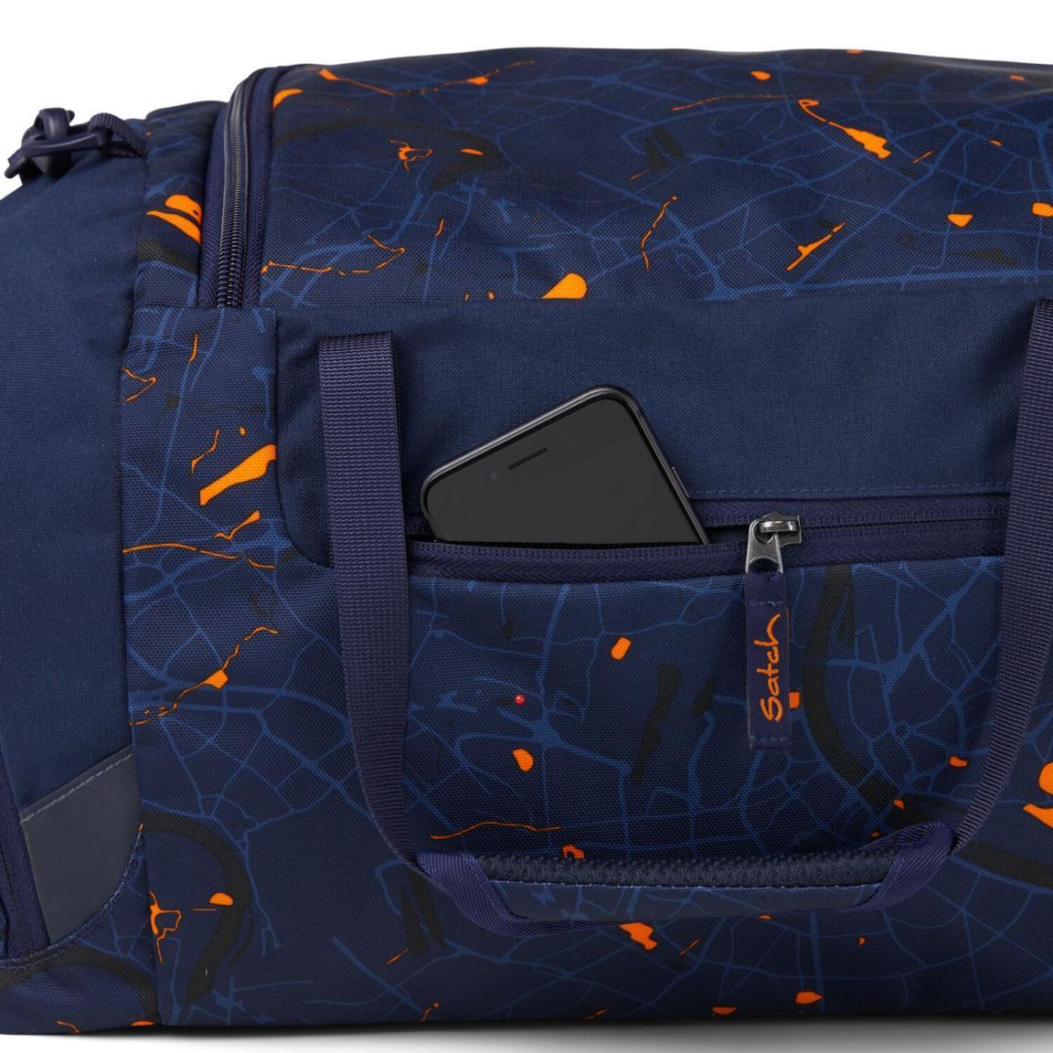 Satch Sporttasche dunkelblau bunter Print Duffle Bag Splashy Lazer