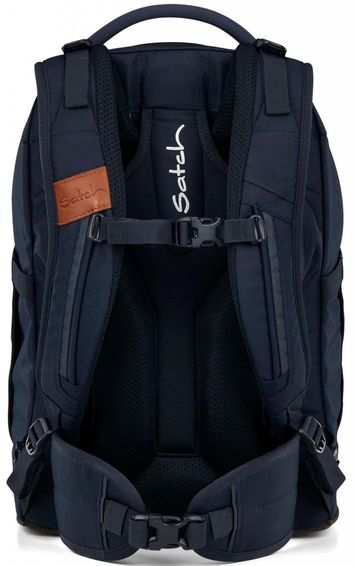 Satch dunkelblauer Jugendranzen recycelt Lederdetails Nordic Blue Ready Swap