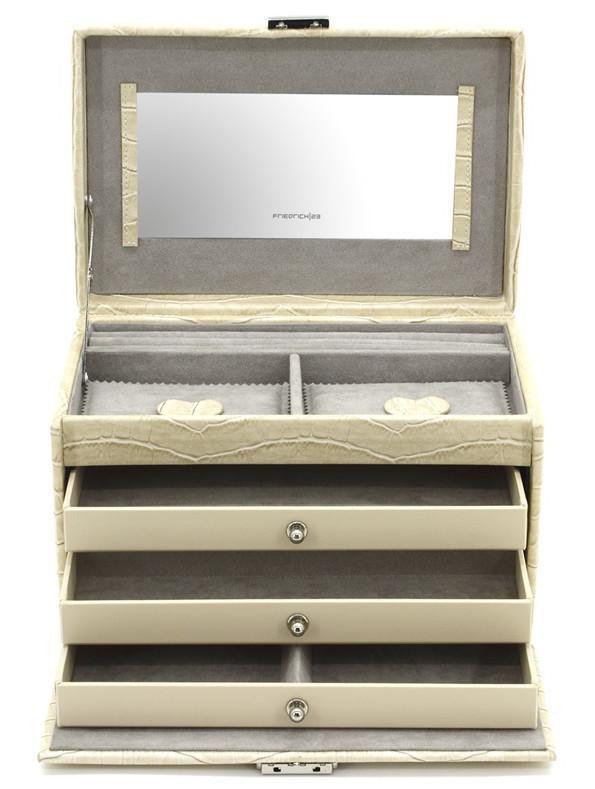 Schmuckkassette Friedrich23 Jolie Krokoprägung beige rosa