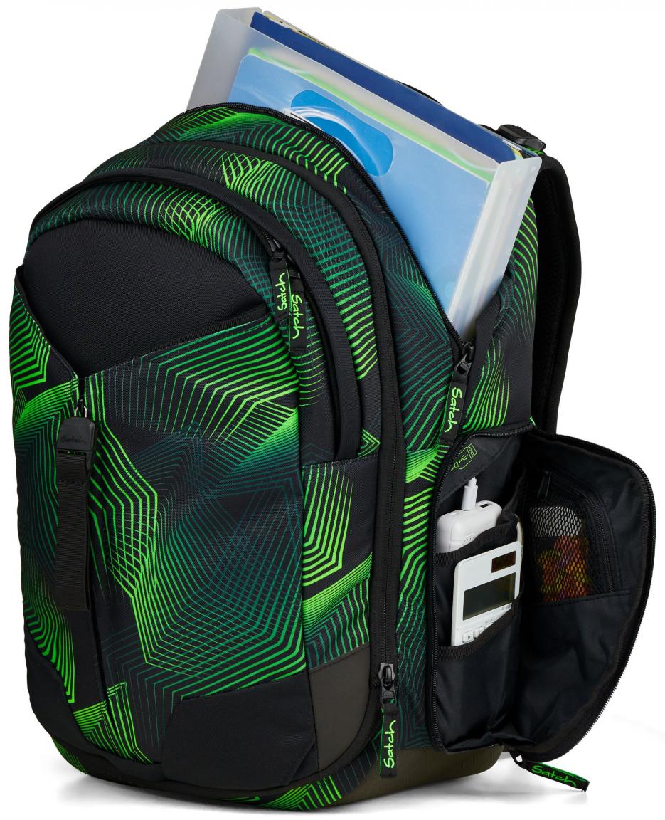 Schulrucksack Seismic Green individuell Satch Match grün schwarz recycelt