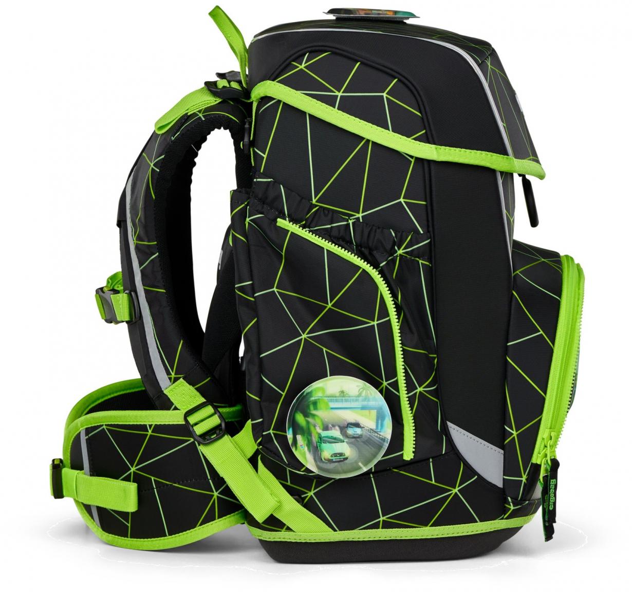Schultaschenset ergobag cubo CyBär Rade Autos schwarz grün