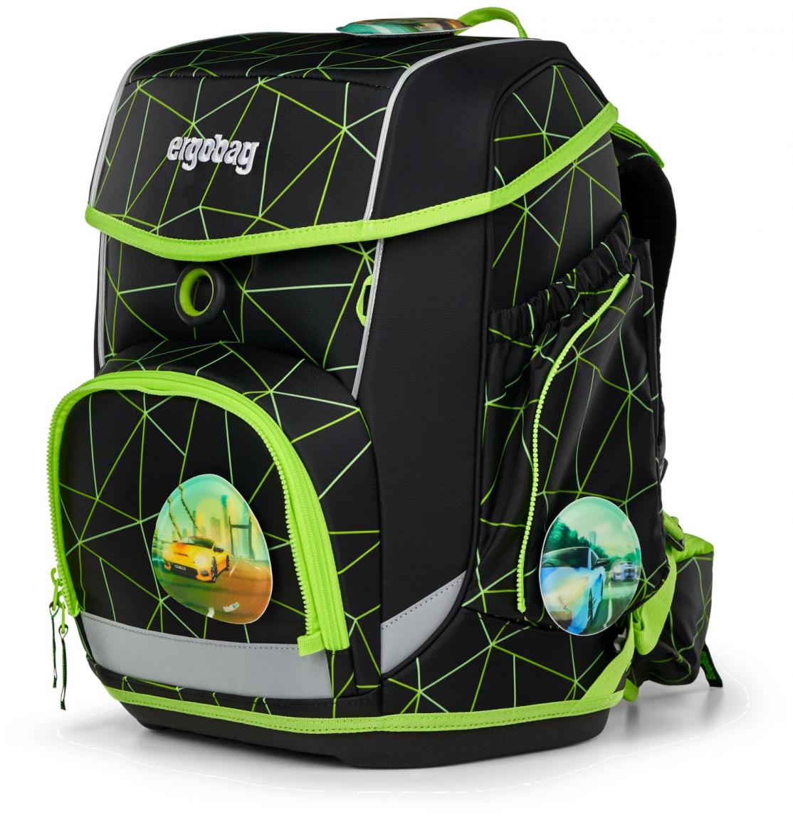 Schultaschenset ergobag cubo CyBär Rade Autos schwarz grün