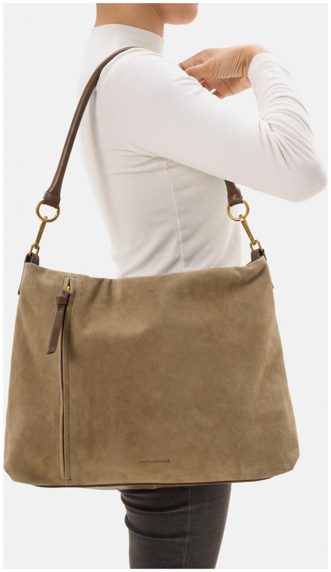 Schultertasche Beyond Hobo Taupe Velours FREDsBRUDER