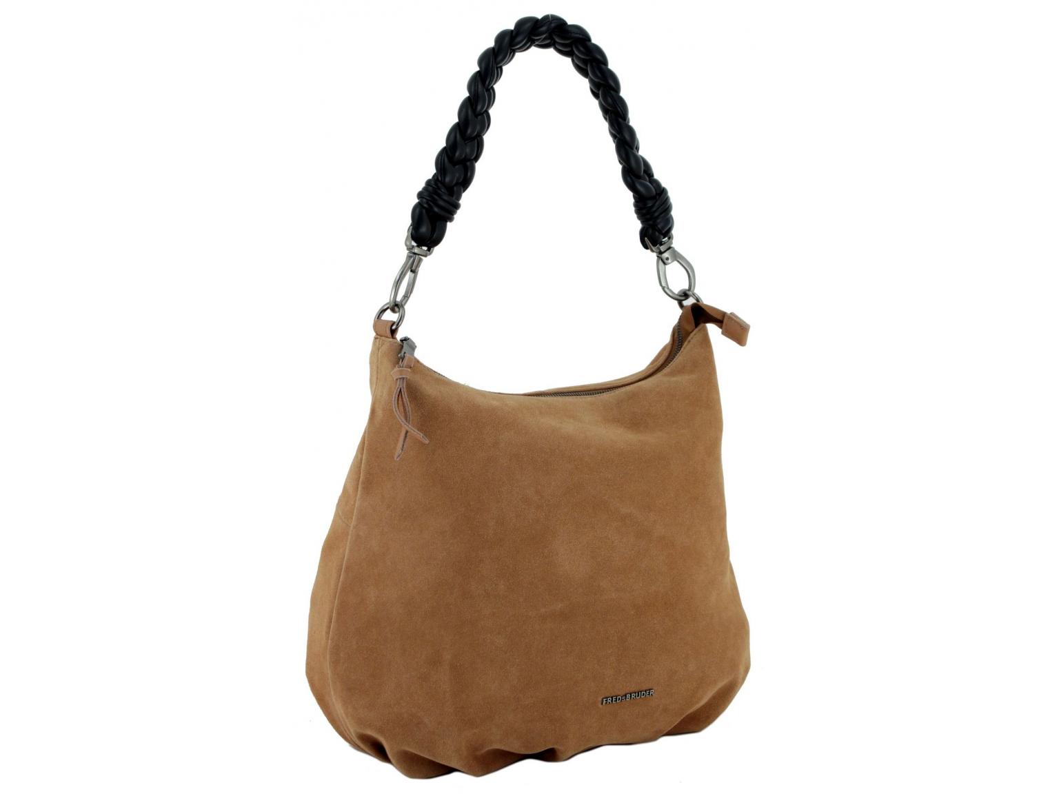 Schultertasche dunkelgrau Velours FREDsBRUDER Jo Big Ball Hobo