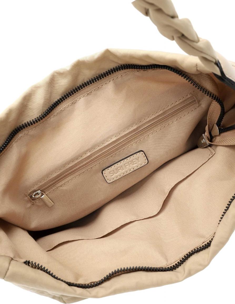 Schultertasche in Beutelform Abby Suri Frey Perlon Lighttaupe tierfrei