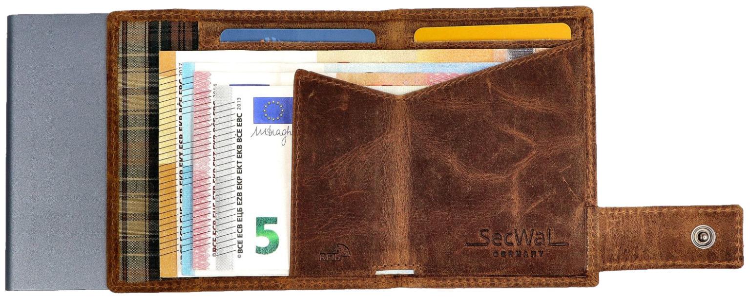 SecWal Bull Kreditkartenbörse RFID Schutz braun Leder