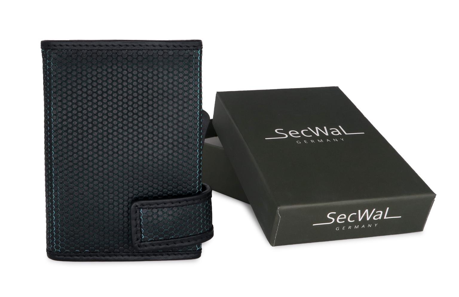 SecWal Geldbeutel Kartenetui schwarz türkis RFID Schutz