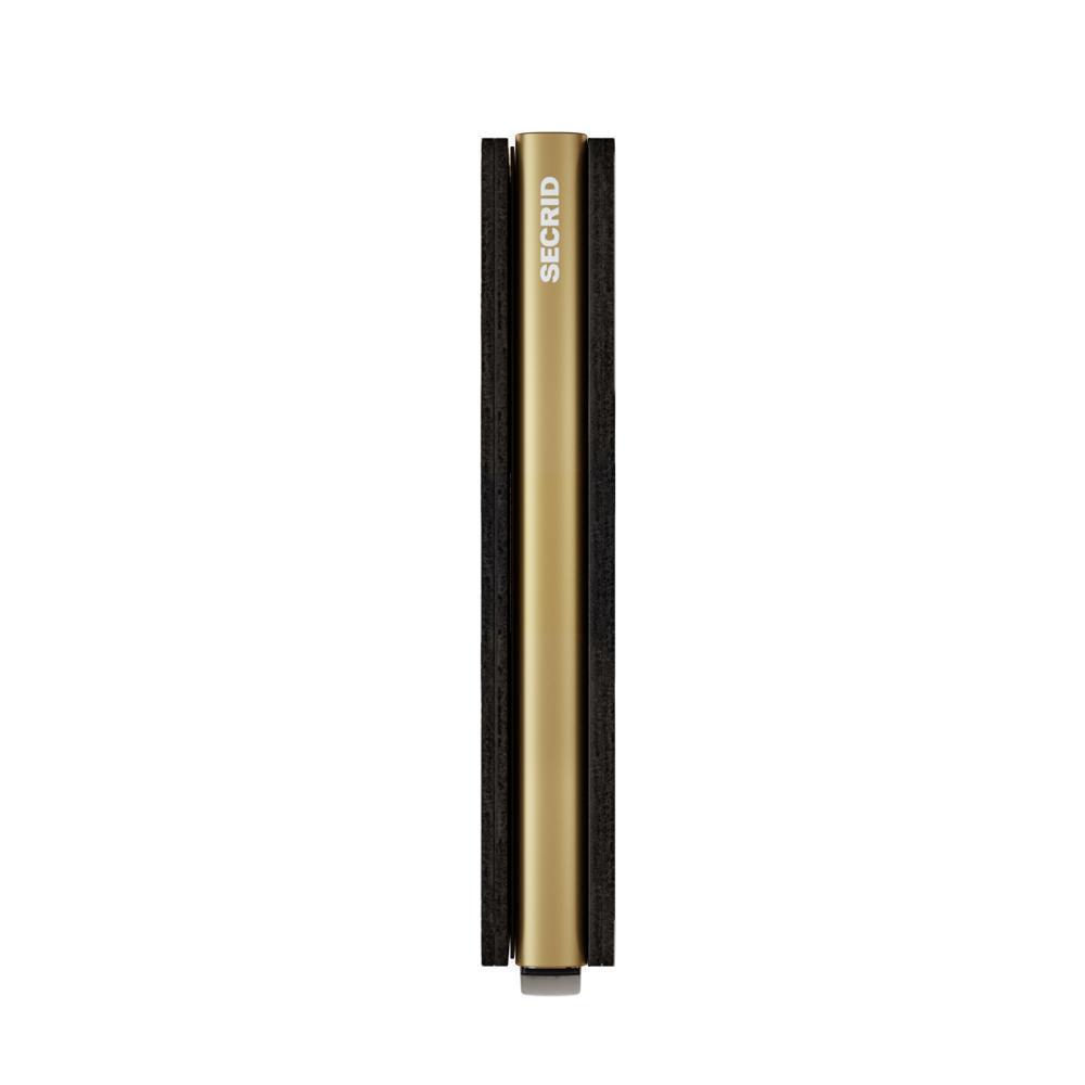 Secrid Crisple Black Slimwallet Saffiano Leder Aluminium Kartenetui schwarz gold RFID Schutz
