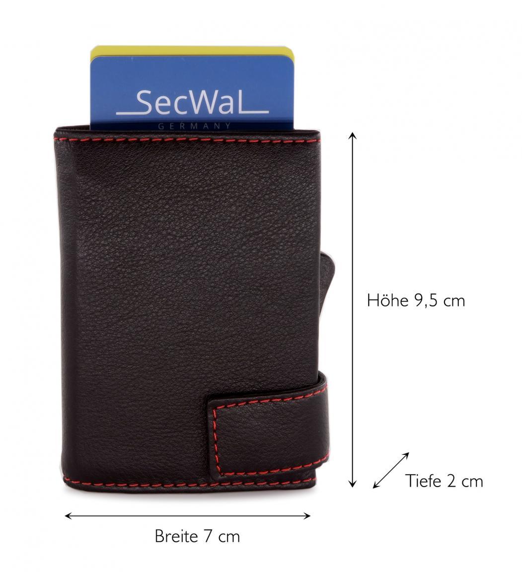 Secwal Geldtasche RFID Kartenschutz schwarz mit roter Naht