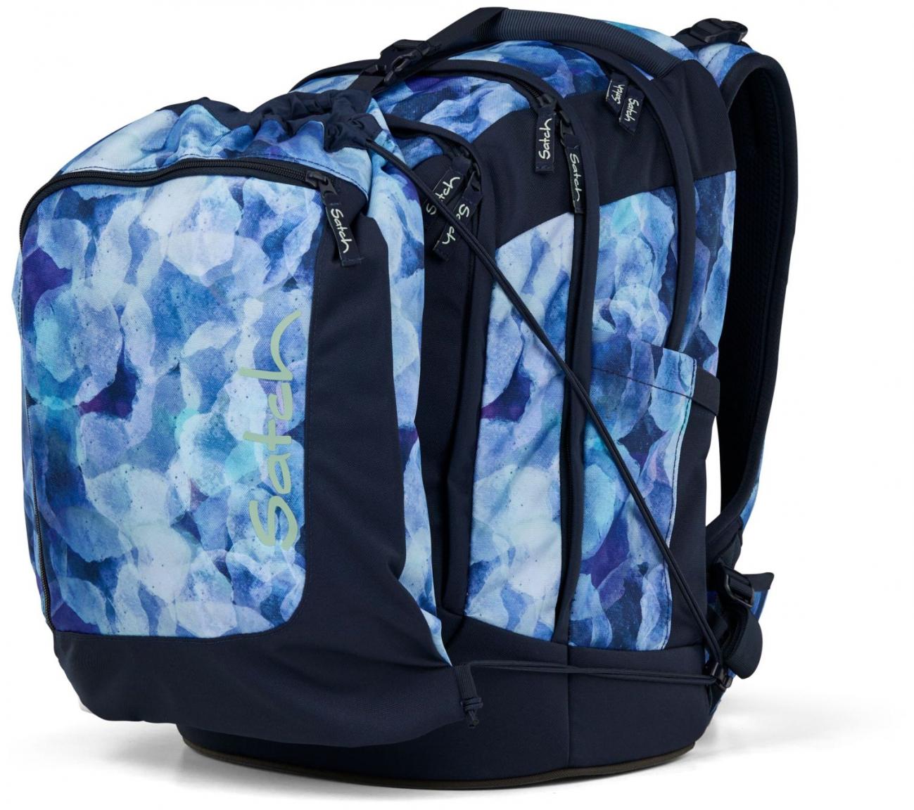 Set Satch Denim Schultasche reflektierend Washed Blue hellblau Fransen