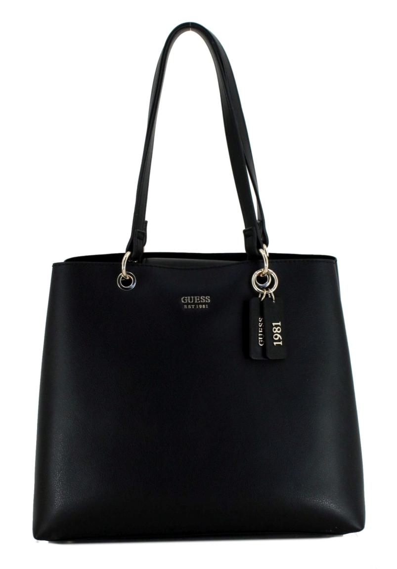 Shopper Guess Eco Mia Black Goldfarbener Metallcharme Nachhaltig