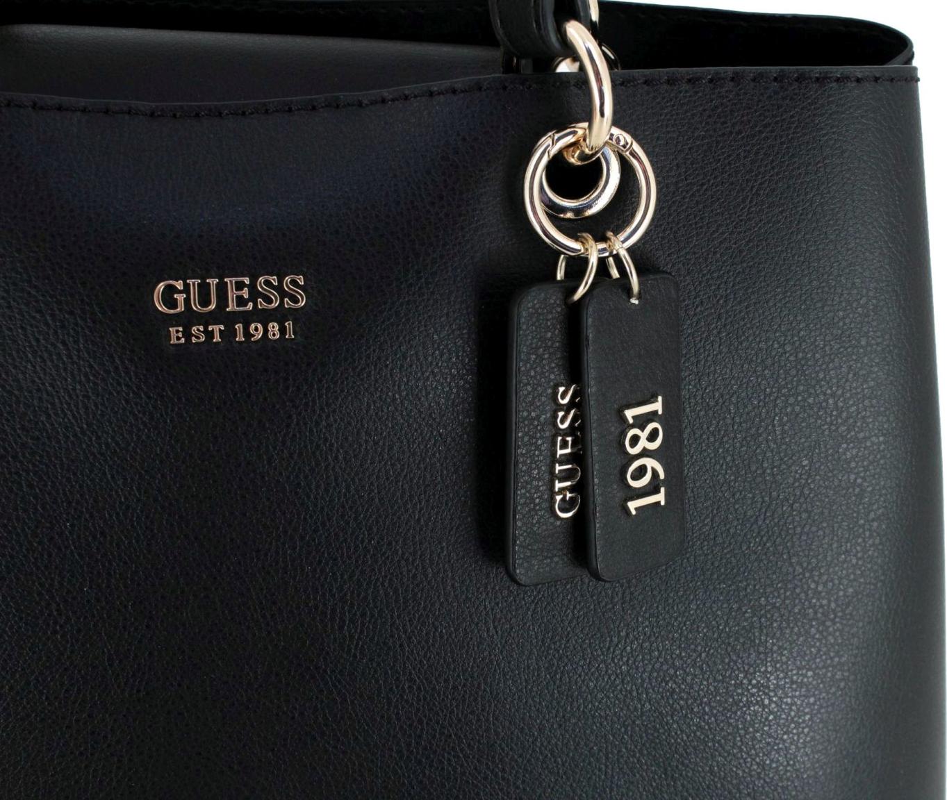 Shopper Guess Eco Mia Black Goldfarbener Metallcharme Nachhaltig