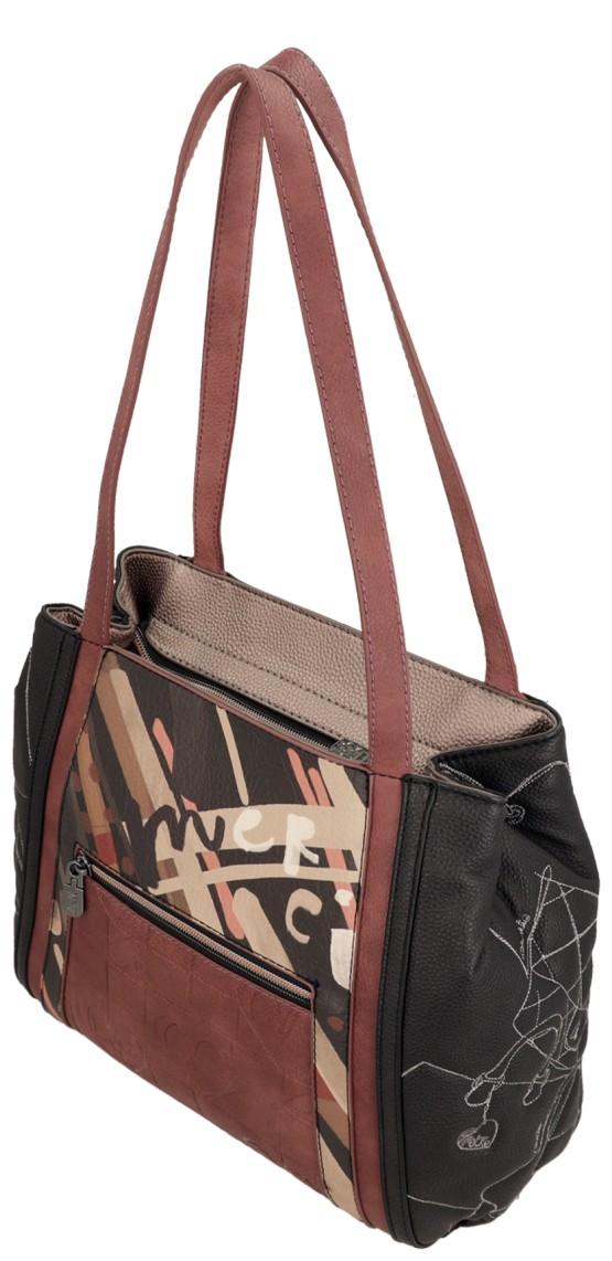 Shoppertasche Anekke Mademoiselle schwarz bunt Paris Stickerei