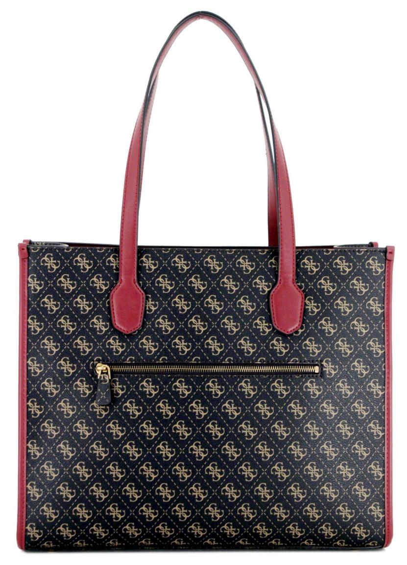 Shoppertasche Guess Silvana Latte Logo beige Jacquard