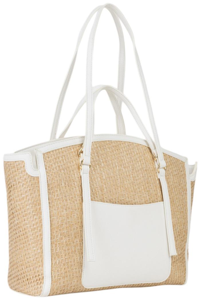 Shoppertasche sommerlich Mario Valentino weiss Bast modisch Demetra