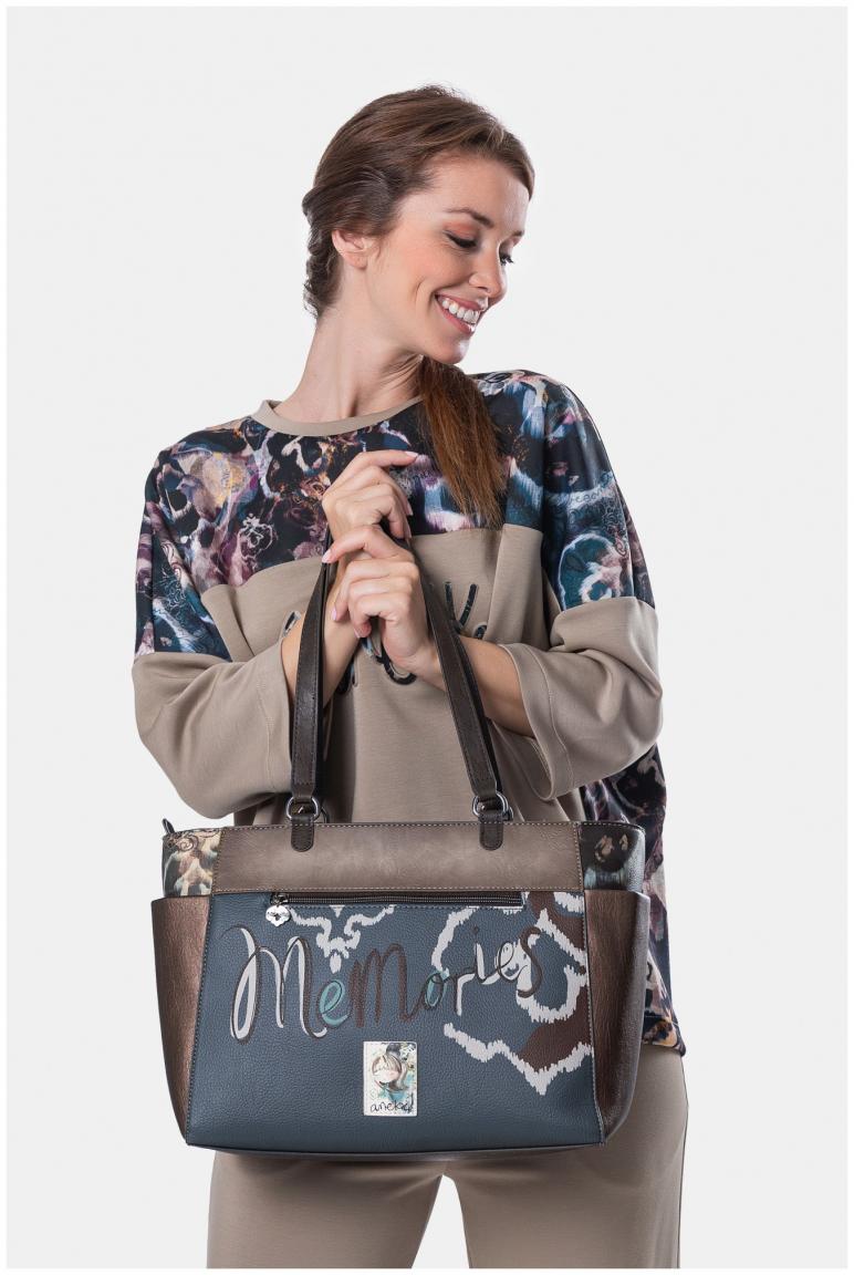 Shoppertasche taupe herbstlich bunt Real Manifesto Anekke