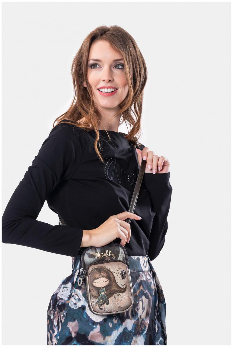 Smartphonetasche Crossbody Anekke Real Glitzer taupe