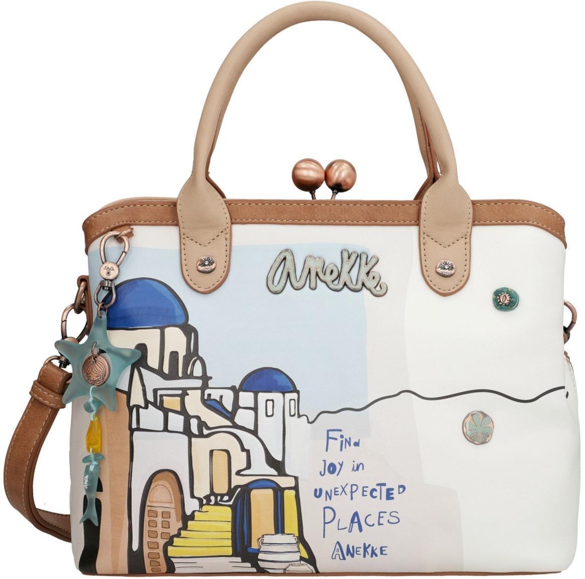 Sunrise Anekke Kurzgrifftasche Kiss Lock Verschluss Bunt beige